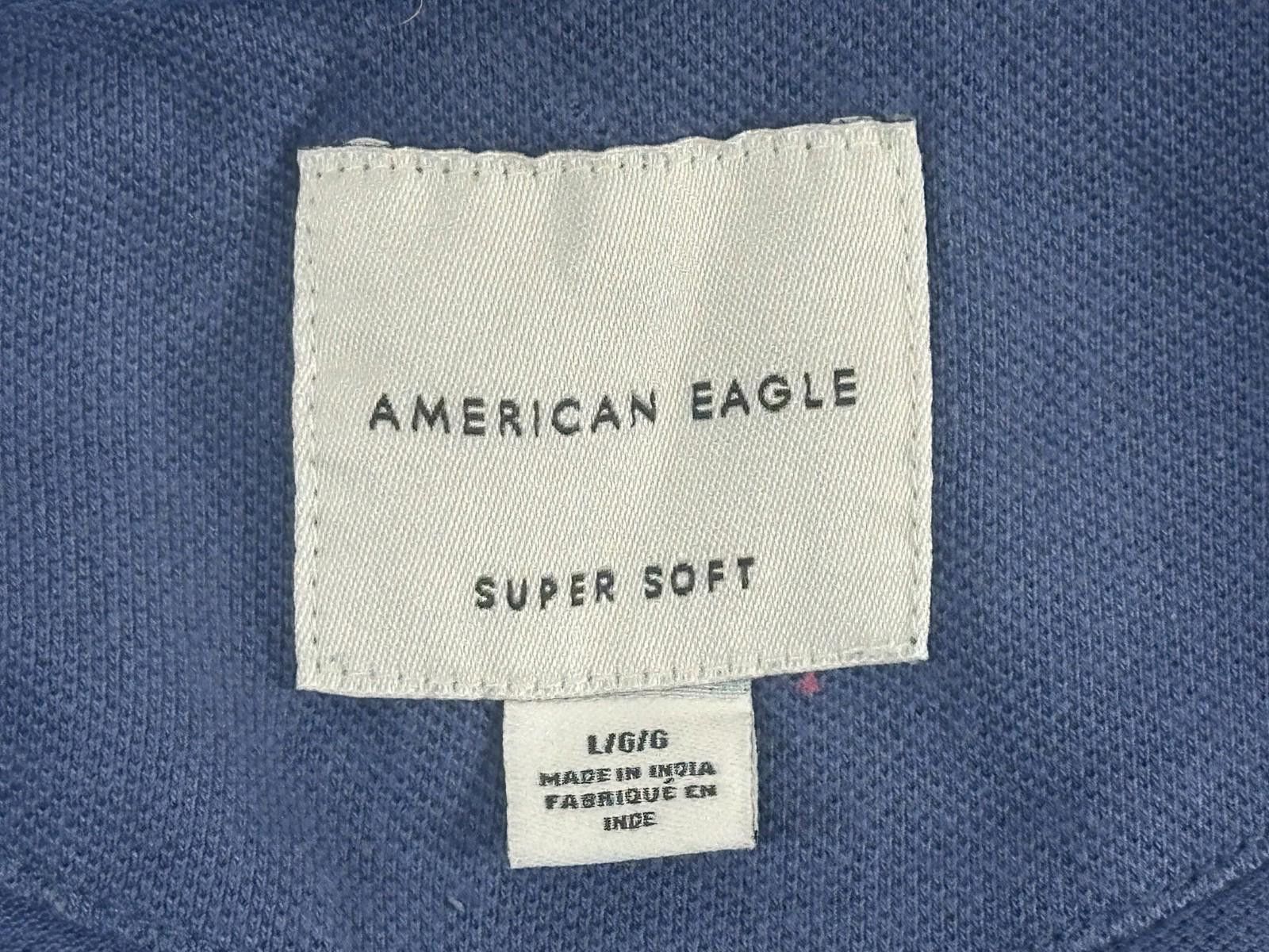 American Eagle Outfitters American Eagle Men's Large Blue Flamingo Accent Polo Shirt Size US L / EU 52-54 / 3 - 7 Thumbnail