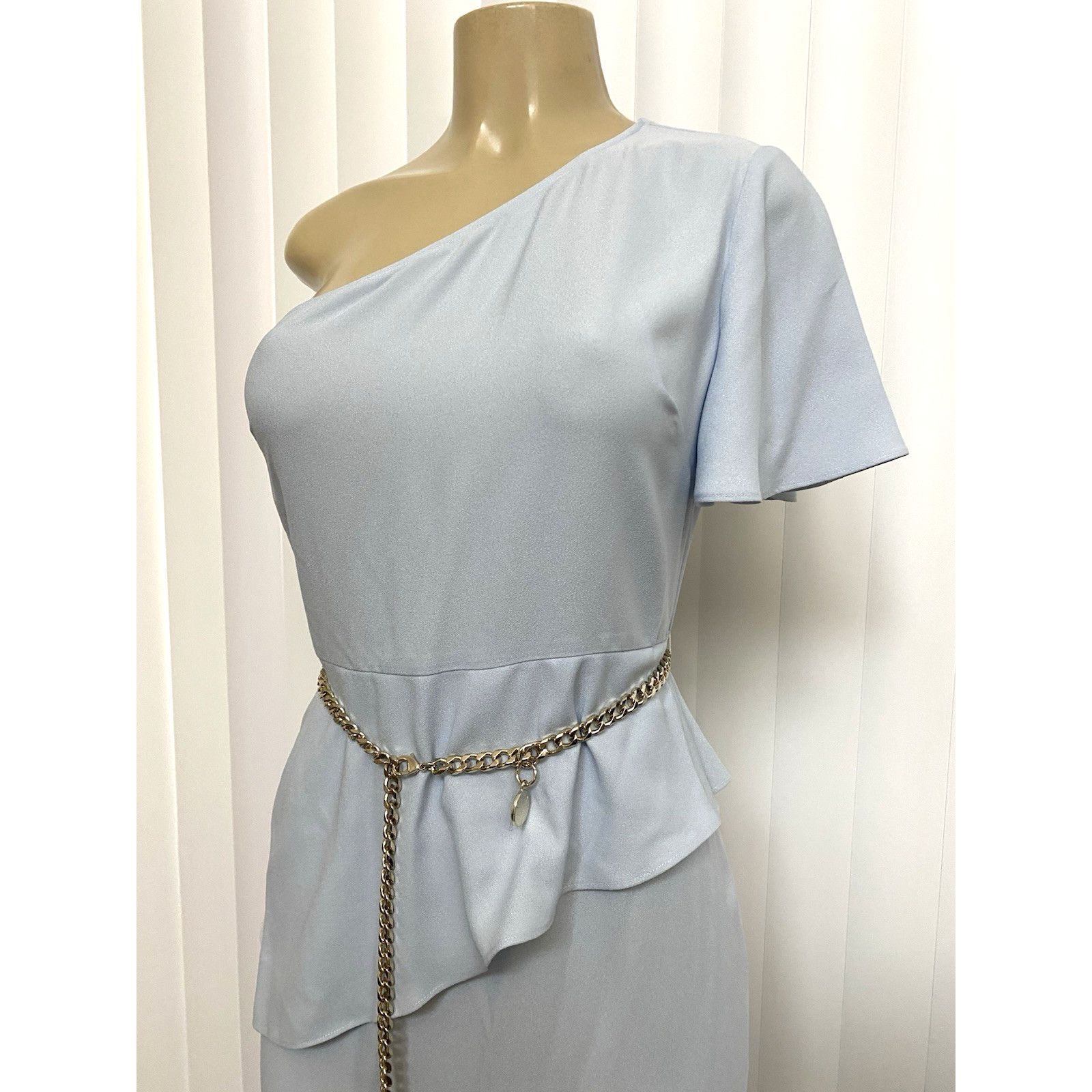 Ted Baker NWT Ted Baker Dress One Shoulder Blue Peplum Sheath Midi S Size S / US 4 / IT 40 - 4 Thumbnail