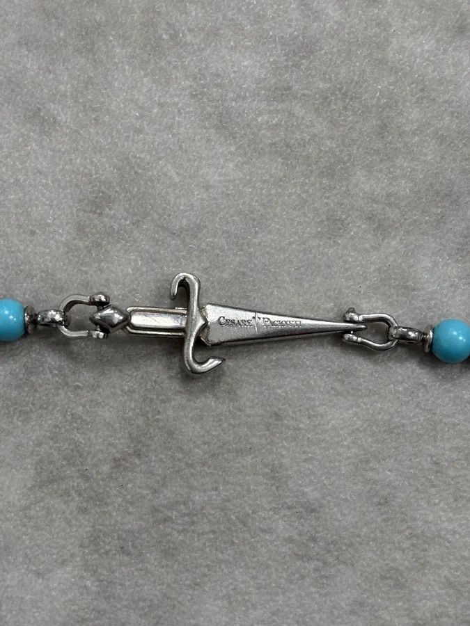 Vintage 2000s Cesare Paciotti Dagger Light Blue Pearls Silver Bracelet Size ONE SIZE - 7 Thumbnail