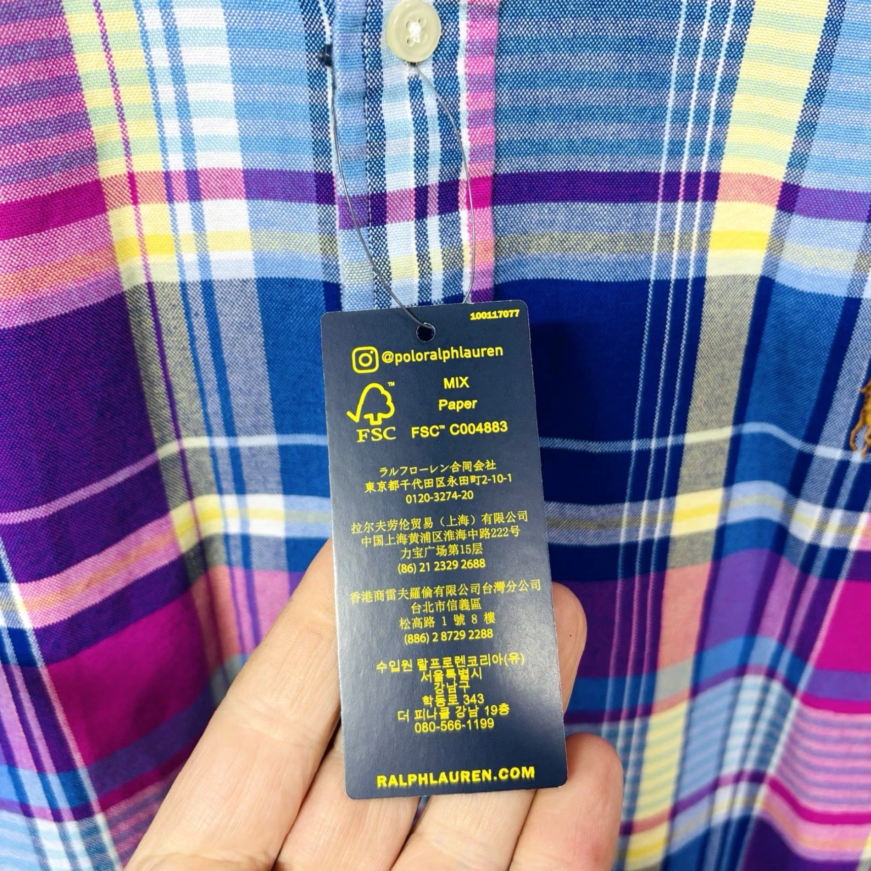 Polo Ralph Lauren Shirt Men's XL Pink Multi Plaid Oxford Cloth Classic Fit NWT Button-Up