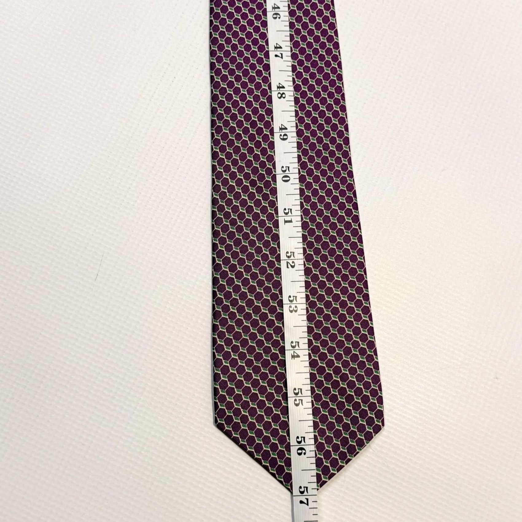 Ralph Lauren VINTAGE? No; (But original not vintage) Lauren Ralph Lauren Silk Necktie Mens One Size Purple Green Geometric USA Made Size ONE SIZE - 7 Thumbnail