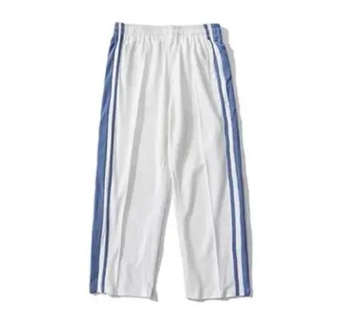 image of Designer Japanese Sports Casual Straight Sweatpants in White, Men's (Size 32)