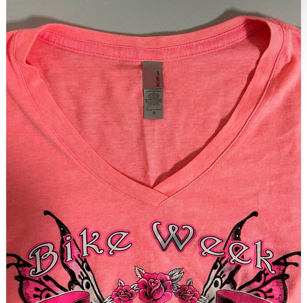 Next Level Apparel Pink ‘Bike Week: Daytona Beach, FL’ V-Neck Shirt Tee Size S✨ Size S / US 4 / IT 40 - 2 Thumbnail