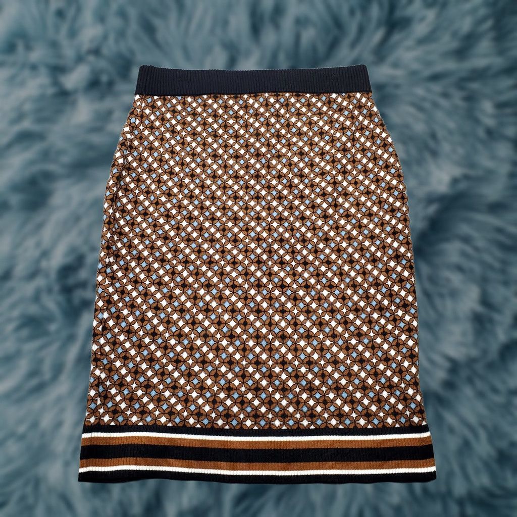 Nine West Nine West Skirt Womens Size L Multicolor Geometric Jacquard Knit Side Slit Pull On Midi Pencil Size 36" / US 14 / IT 50 - 1 Thumbnail