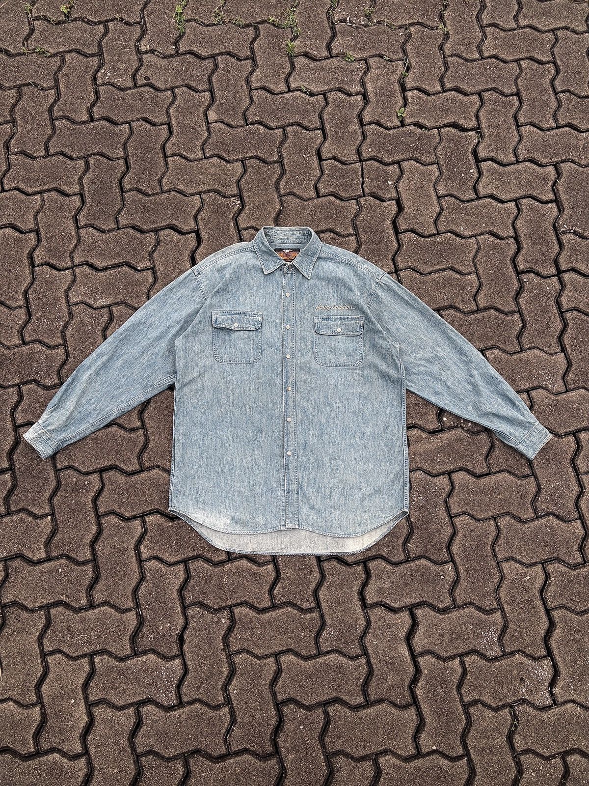 Harley Davidson Vintage Harley-Davidson Biker Denim Shirt Rider Size US XL / EU 56 / 4 - 5 Thumbnail