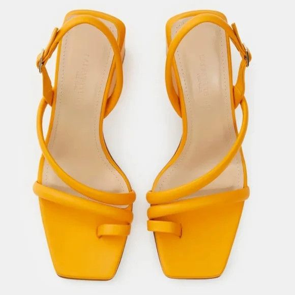 Lafayette 148 LAFAYETTE 148 Yellow Calfskin Leather Heeled City Sandals 38 Size US 8 / IT 38 - 7 Thumbnail