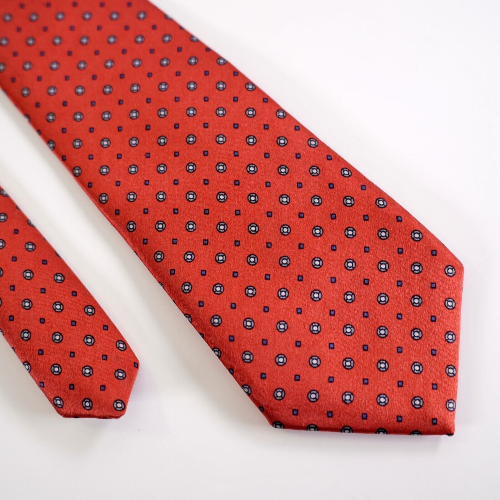Oscar De La Renta Oscar De La Renta Red Geometric Print Short Silk Tie Size ONE SIZE - 1 Thumbnail