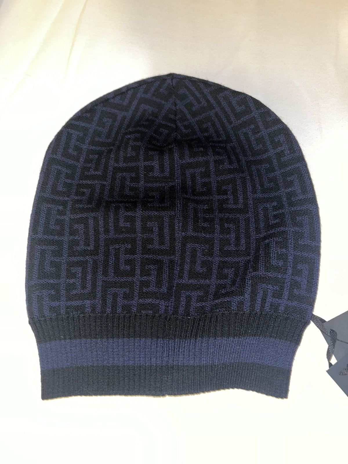 Balmain Black & Navy Wool Beanie Size ONE SIZE - 1 Thumbnail