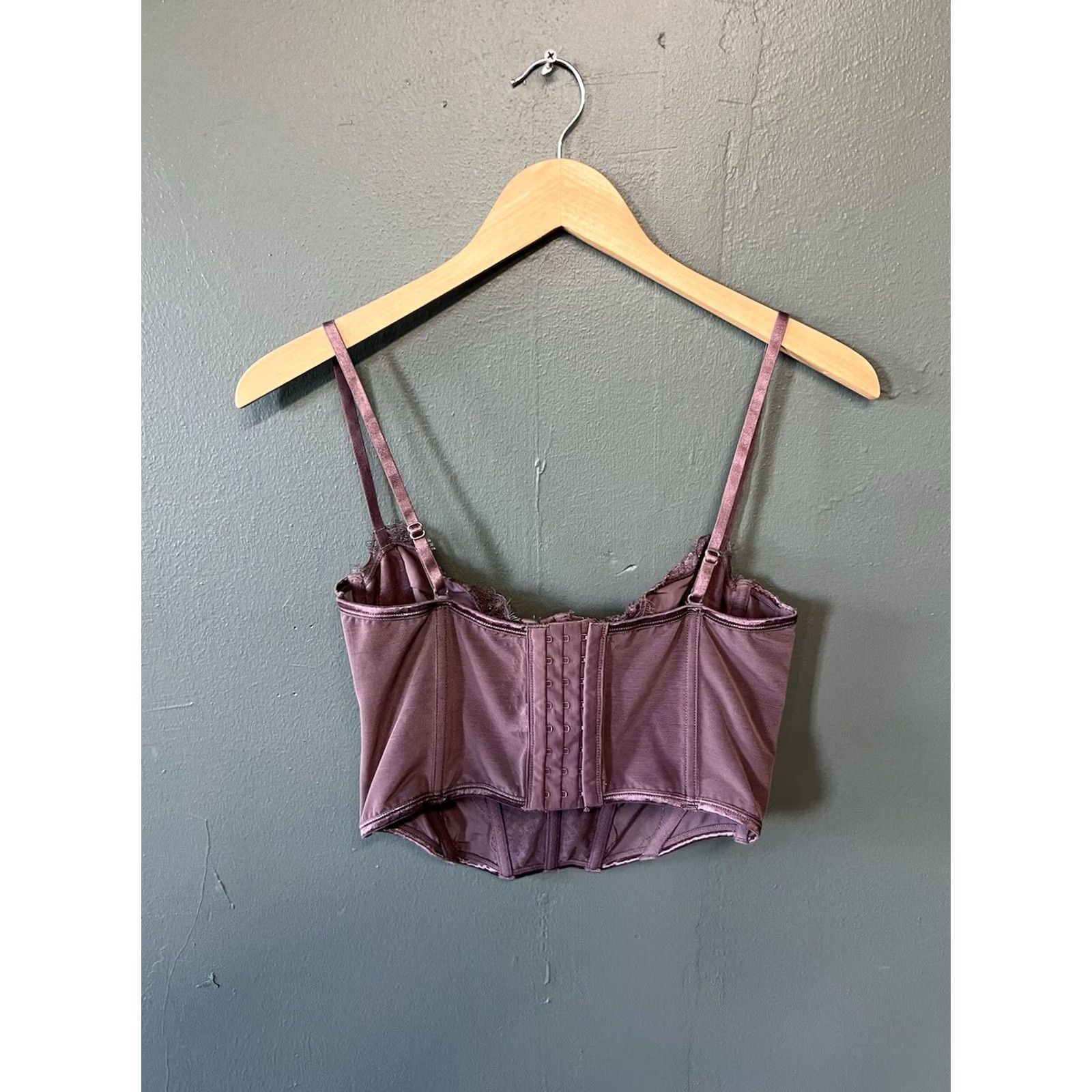 Vintage Glassons Womens Purple Lace Corset Bra Top 10 Padded Bustier Cami Bralette Size L / US 10 / IT 46 - 2 Thumbnail