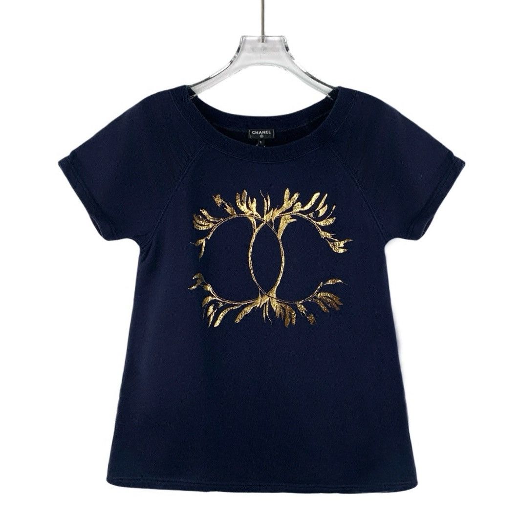 Chanel Chanel Dark Blue Laurel Leaf Short Sleeve T-shirt K26WX Size S / US 4 / IT 40 - 1 Thumbnail