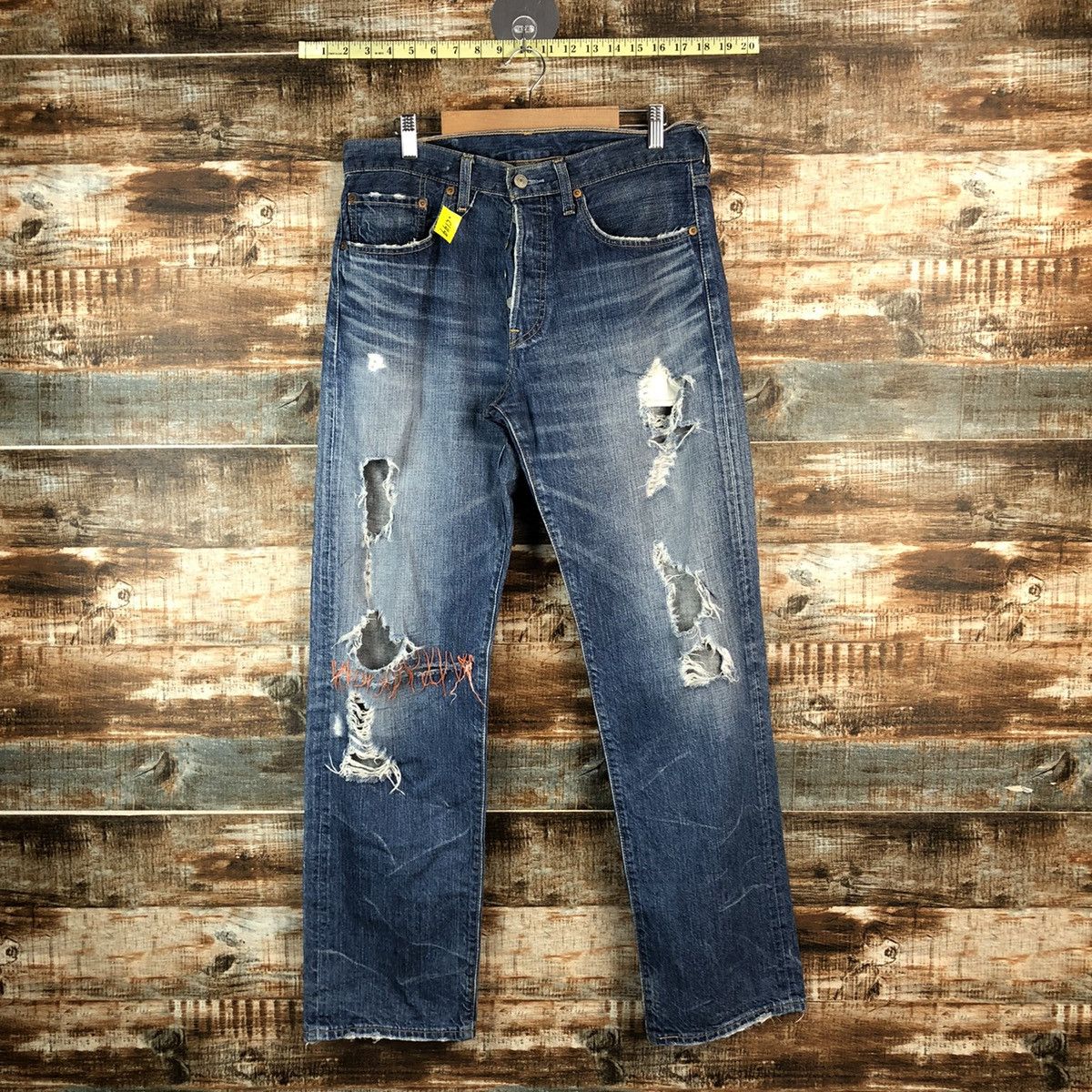 Levi's DL Levis 501 Blue ripped Distressed Denim Pants #C144 Size US 32 / EU 48 - 1 Thumbnail