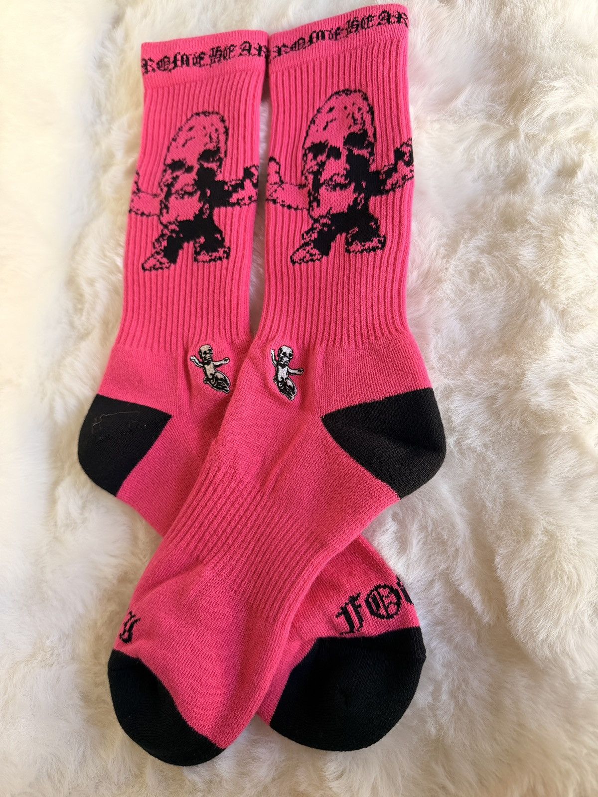 Chrome Hearts Chrome Hearts FOTI Neon Pink Socks Rare Gothic Streetwear Size ONE SIZE - 2 Thumbnail