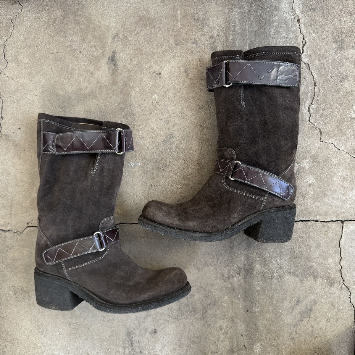 If Six Was Nine Vintage Western Suede Leather Boots With Straps Detail Size US 9 / IT 39 - 8 Thumbnail