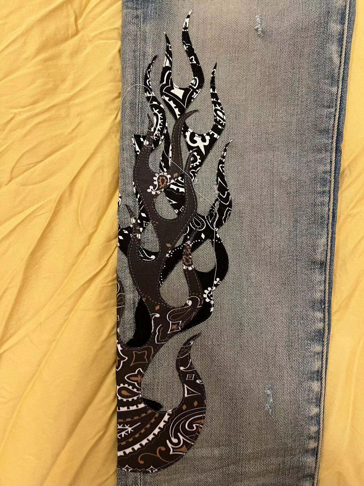 Amiri Amiri's classic flame collaboration with blue denim Size US 31 - 3 Thumbnail