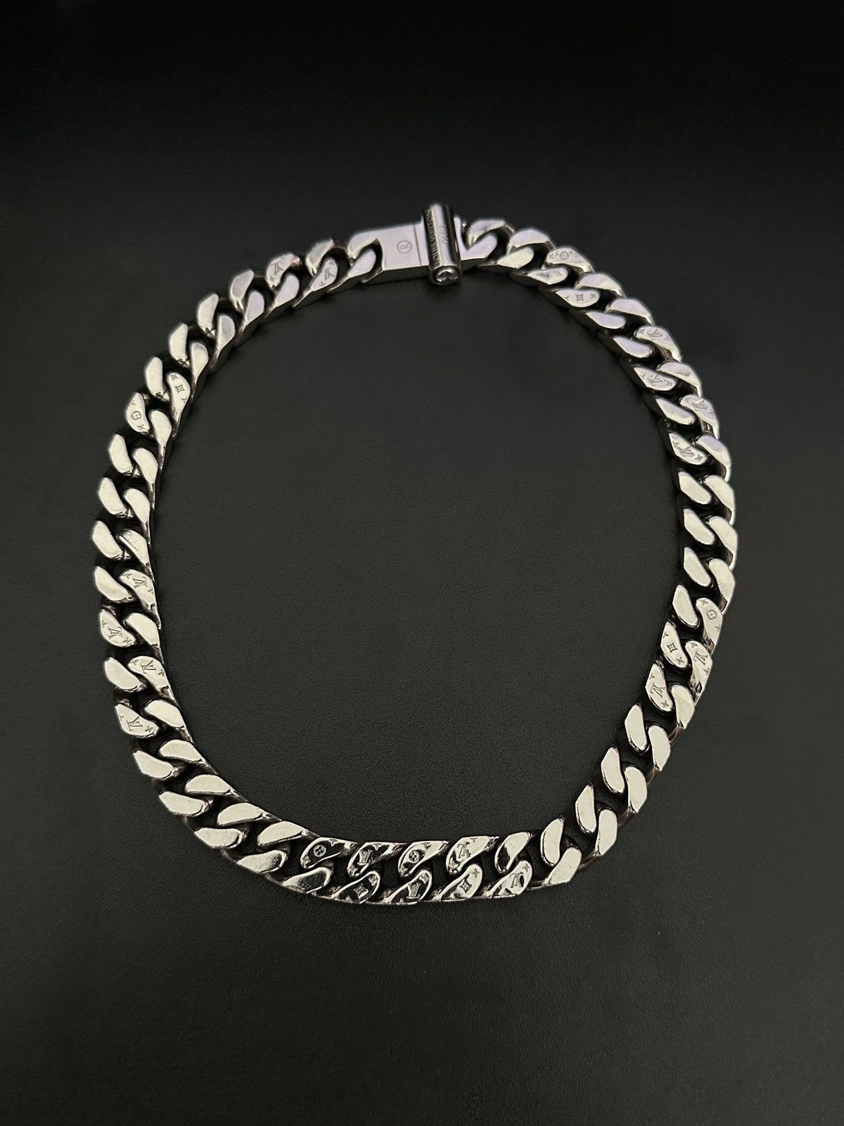 image of Louis Vuitton Chain Link Necklace in Silver, Men's