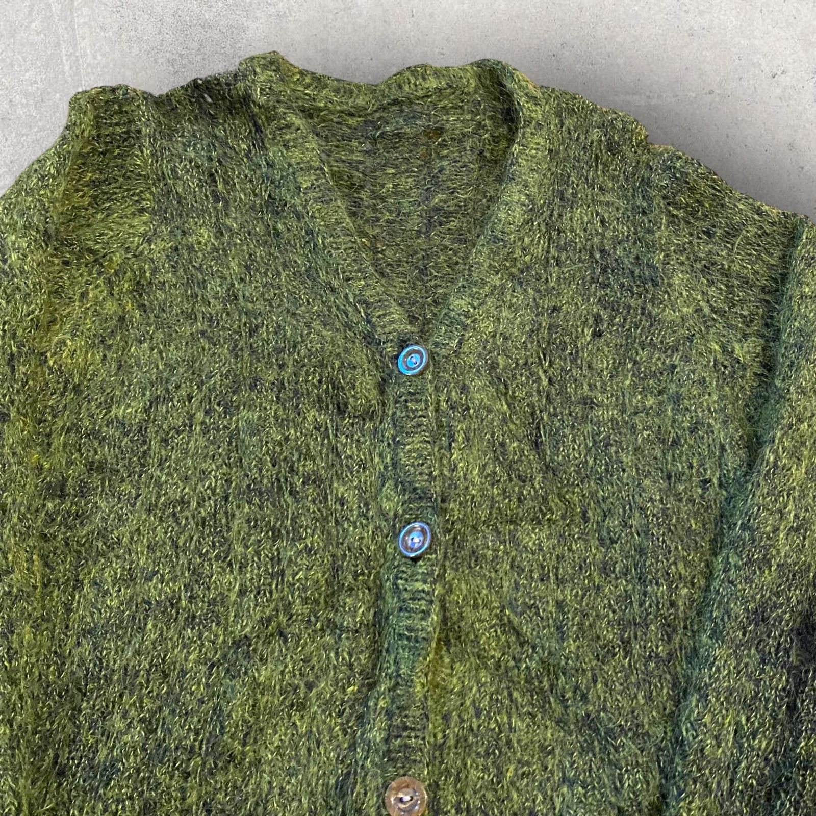 Vintage Vintage 1960s Swaggy Green Mohair Wool Cardigan Size S / US 4 / IT 40 - 3 Thumbnail