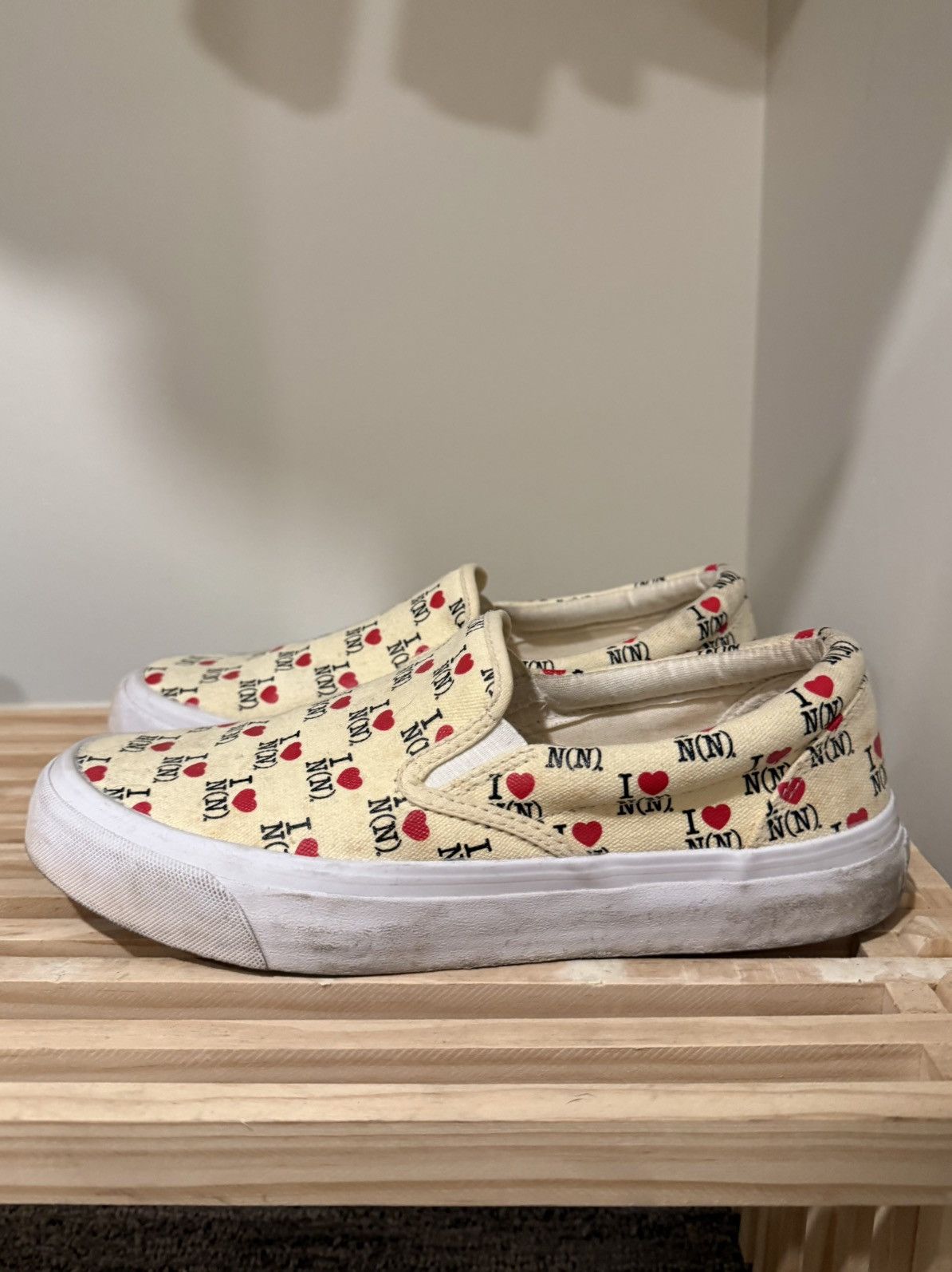Number (N)ine I❤️N(N) Cream Slip On Sneakers Size US 7.5 / EU 40-41 - 11 Thumbnail