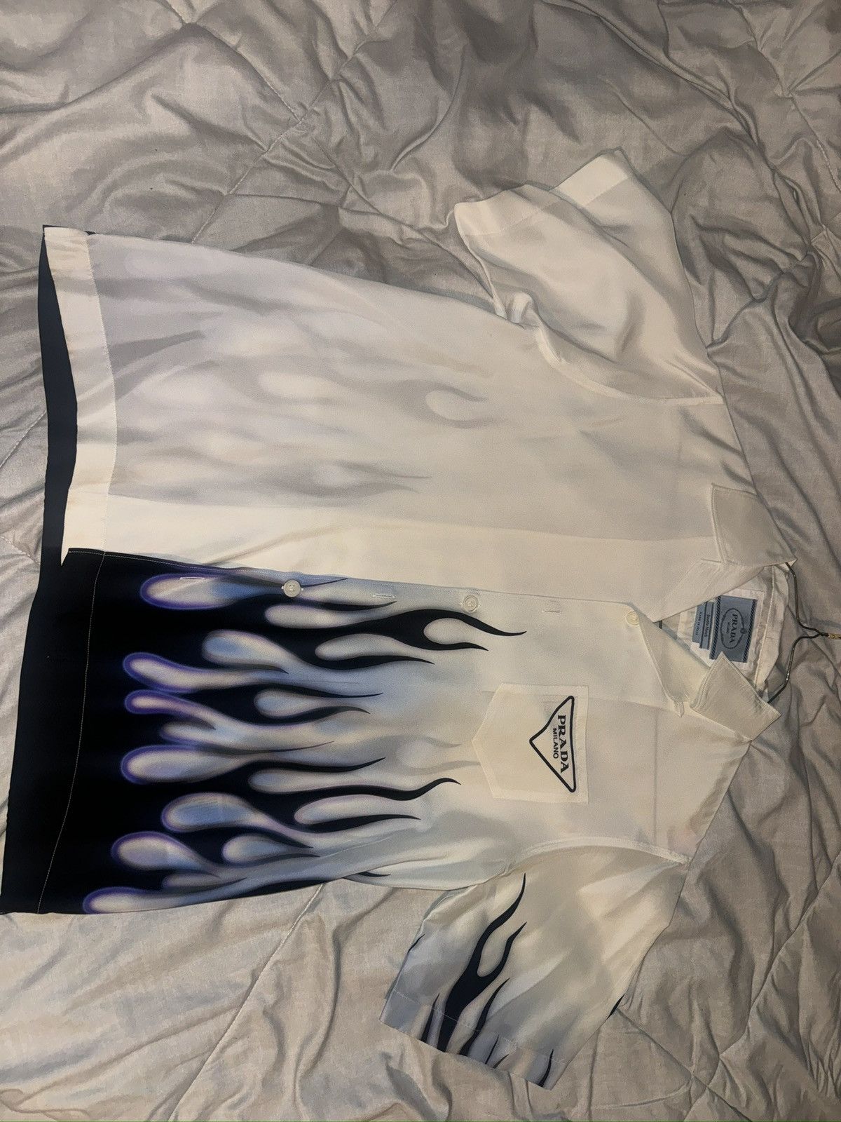 Prada Prada double match box silk shirt white W/ blue flames Size US S / EU 44-46 / 1 - 3 Thumbnail