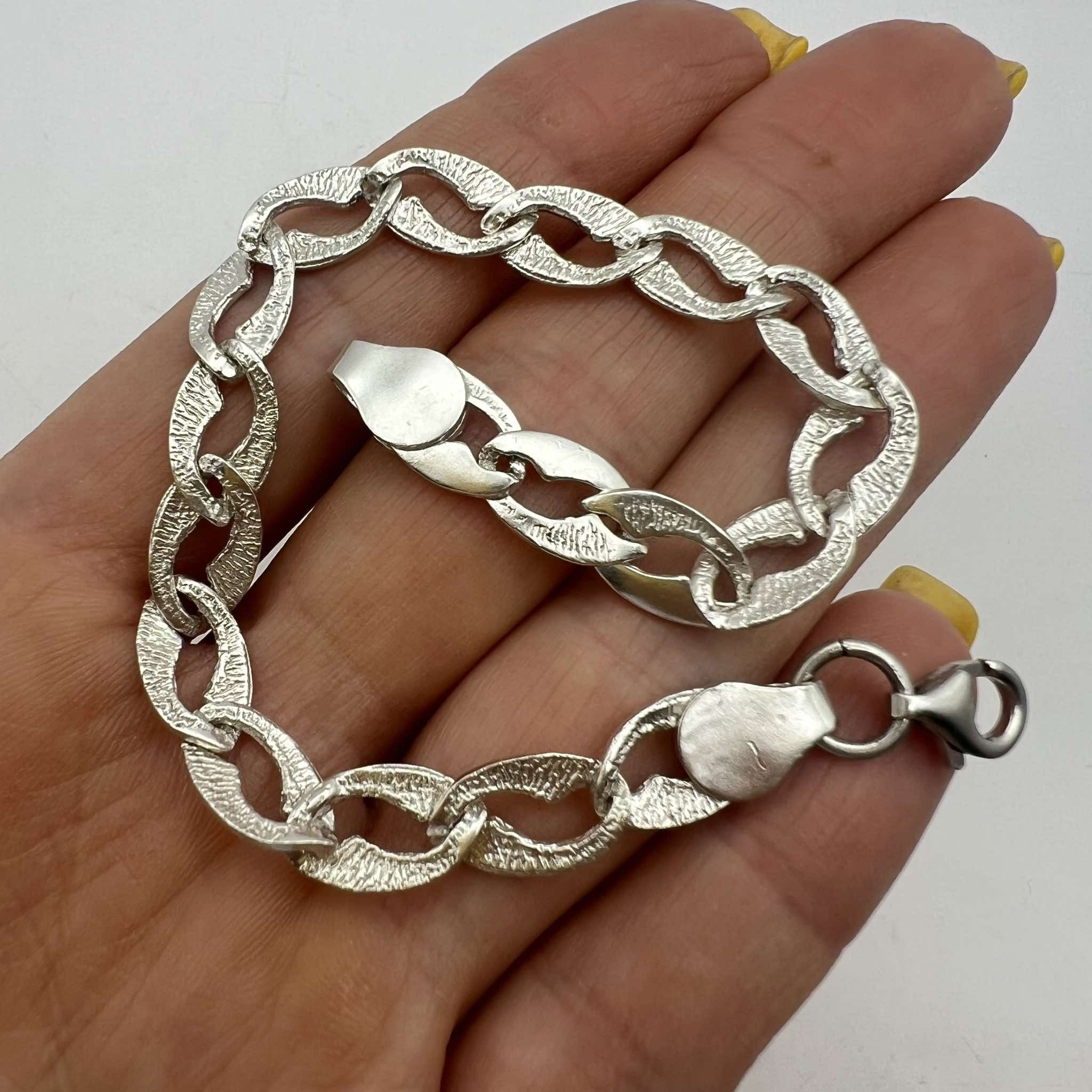 Vintage Vintage Sterling Silver 925 Men's Women's Chain Bracelet Size ONE SIZE - 6 Thumbnail