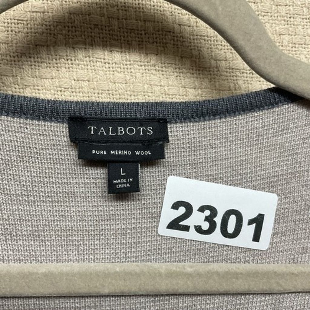 Talbots NWOT Talbots Wool Open Front Cardigan Women Large Tan/Gray Size L / US 10 / IT 46 - 2 Thumbnail