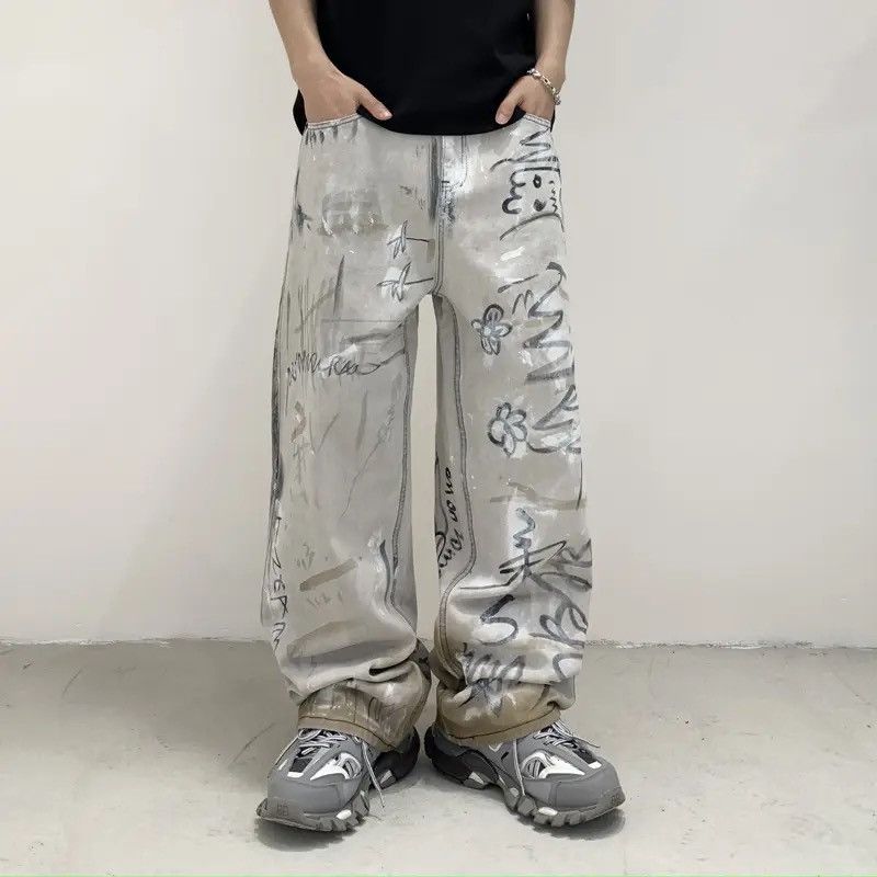 Japanese Brand × Jean Design Streetwear Loose Baggy Graffiti Jeans Pants Size US 32 / EU 48 - 1 Thumbnail