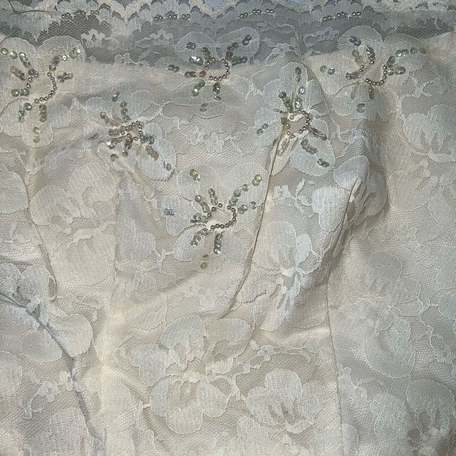 Vintage Stunning Vintage 1950s Silk Wedding Gown & Crown! Size M / US 6-8 / IT 42-44 - 12 Thumbnail