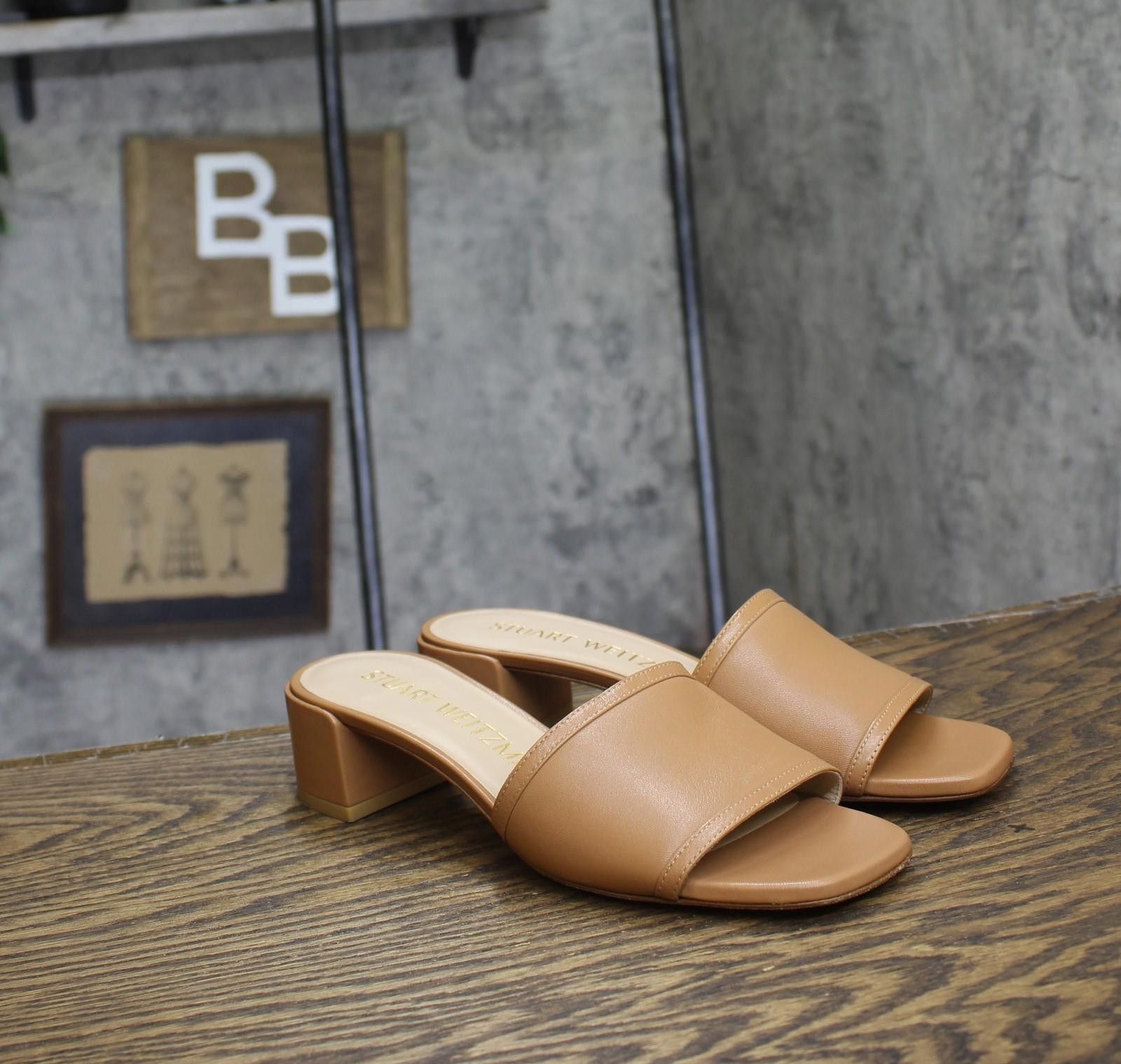 Stuart Weitzman Cayman Block Heel Sandal Se013 Tan Brown 7b