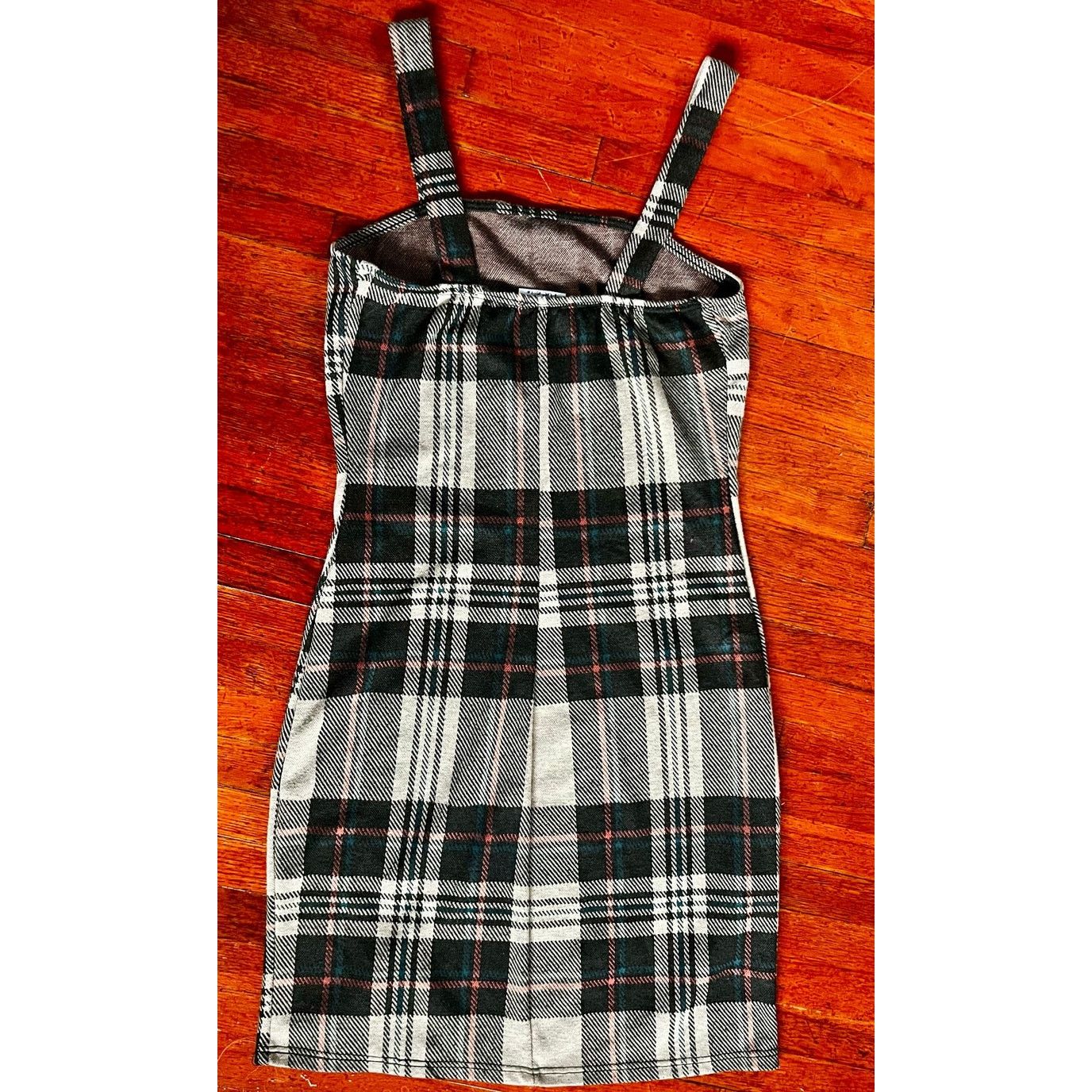 Vintage Vintage 90s Black Plaid Bodycon Mini Strappy Dress Small XS Size S / US 4 / IT 40 - 2 Thumbnail