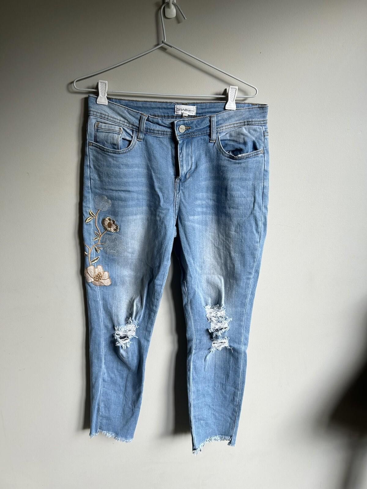 Dolce & Gabbana Grab Hi Rise Blue Jean Embroidered Sequin Flower-Sz 29 (12) Size 29" - 1 Thumbnail