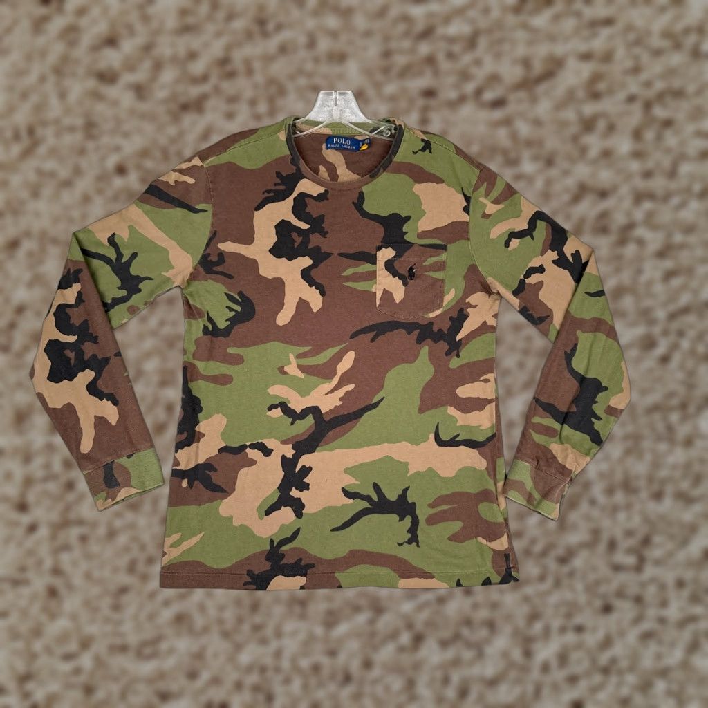 Ralph Lauren Polo Ralph Lauren Shirt Adult Small Green Camo Long Sleeve Crew Pocket READ Size US S / EU 44-46 / 1 - 1 Thumbnail