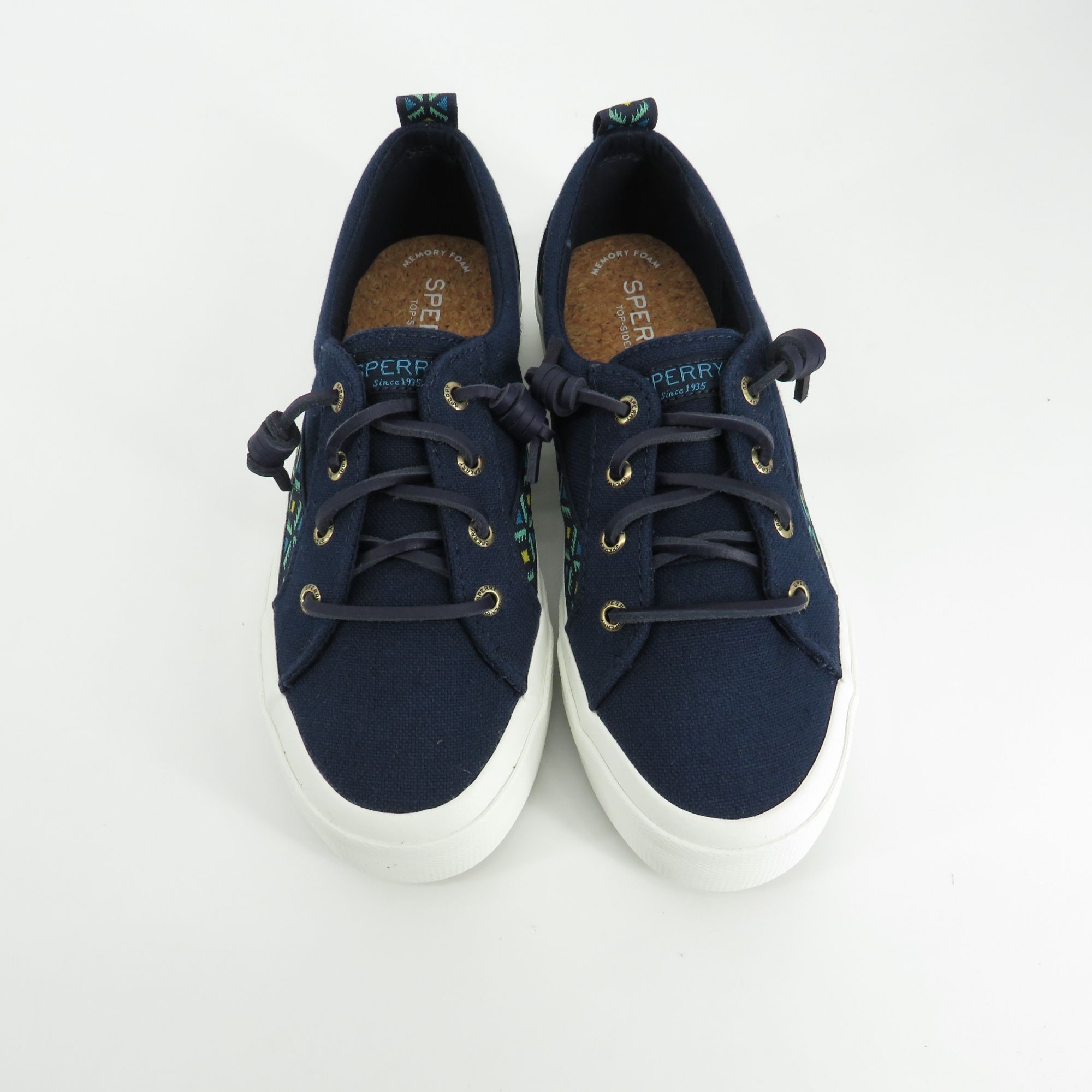Sperry Sperry Womens Navy Canvas Sneakers Patterned Details White S Size US 6.5 / IT 36.5 - 3 Thumbnail