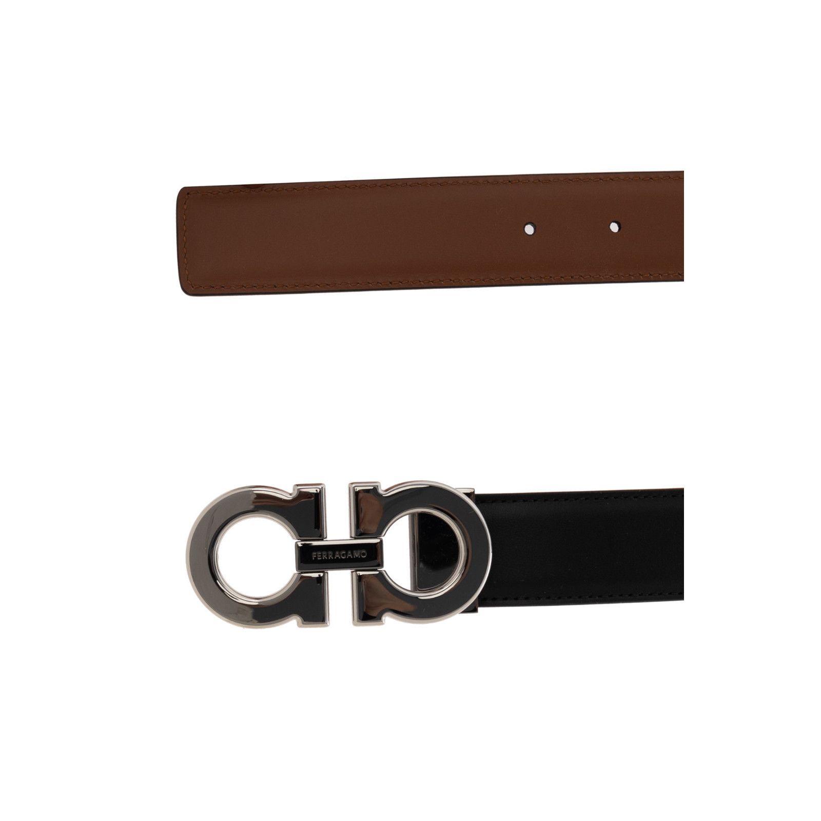 Salvatore Ferragamo FFERRAGAMO Black Double Adjustable Reversible Belt New & Aut Size ONE SIZE - 3 Thumbnail
