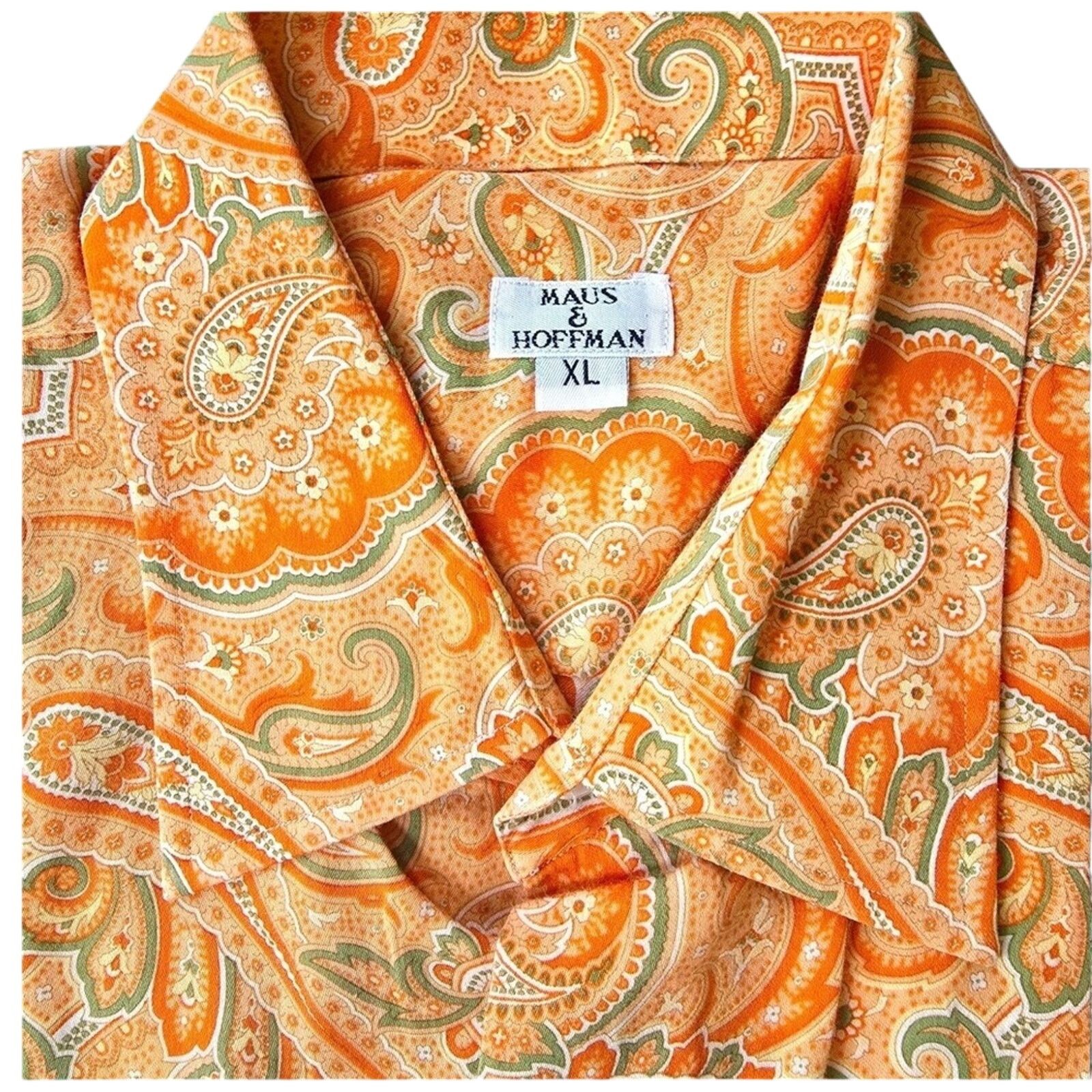 Maus & Hoffman Vintage Maus & Hoffman Orange Cabana Palm Beach Shirt XL Size US XL / EU 56 / 4 - 2 Thumbnail