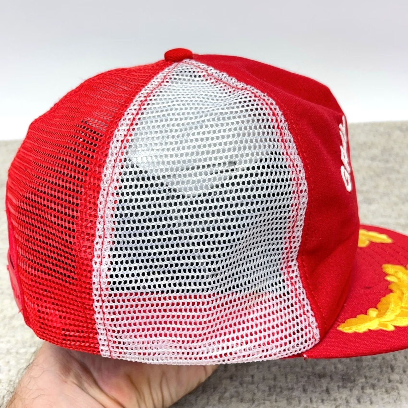 Vintage Vintage 80s Trucker Hat Cap SnapBack Pinwheel Red Gray USA Repair Turtle Made In Size ONE SIZE - 7 Thumbnail