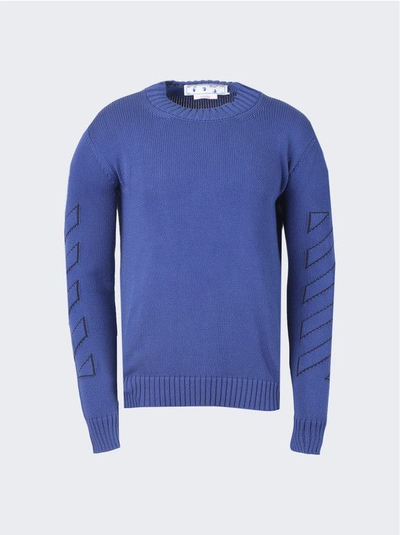 Off-White o1gr1nt1124 Diag Outline Knit Crewneck Sweater in Peacock Size US XS / EU 42 / 0 - 1 Thumbnail