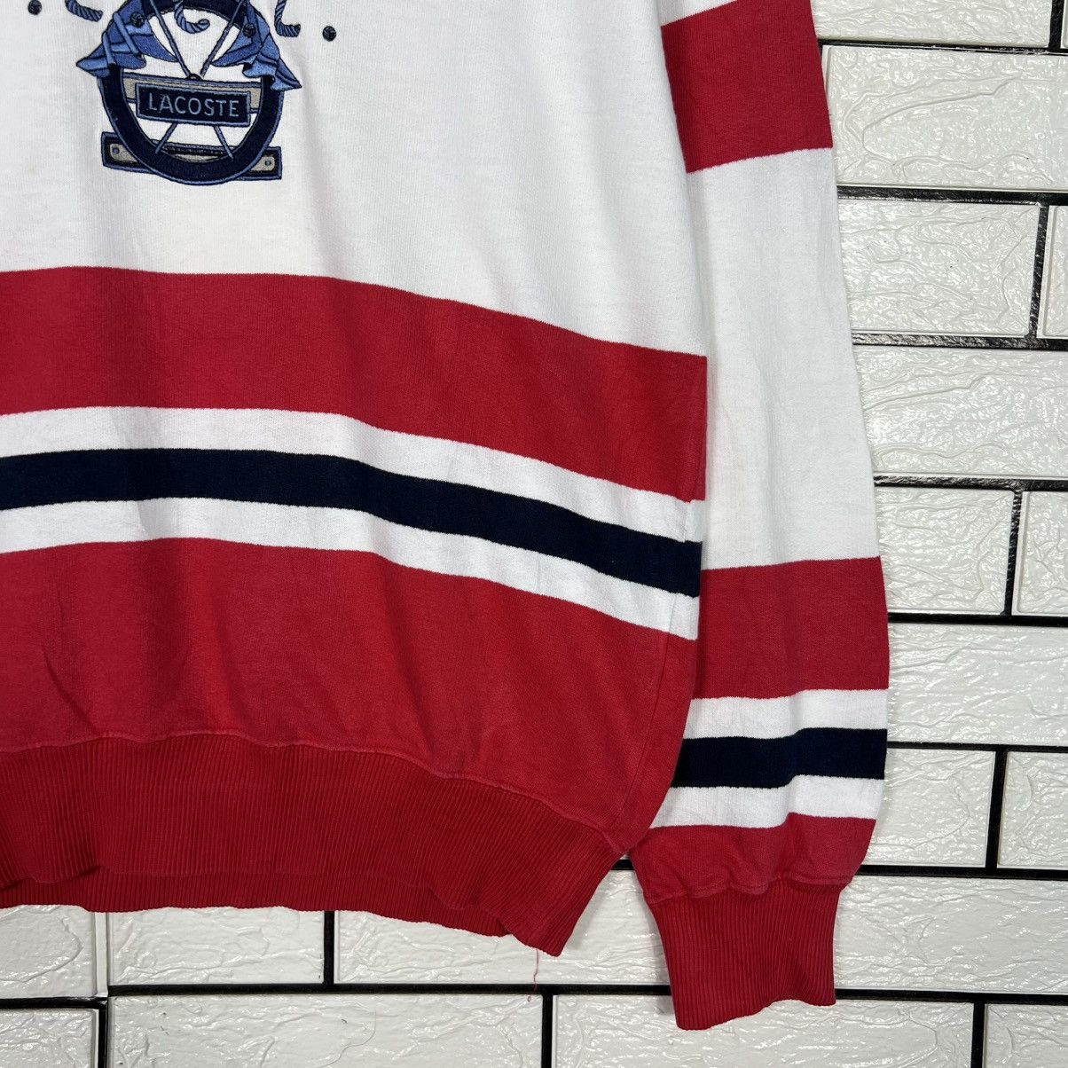 Lacoste CHEMISE LACOSTE Center Logo Striped Sweatshirt #4292-C195 Size US M / EU 48-50 / 2 - 7 Thumbnail