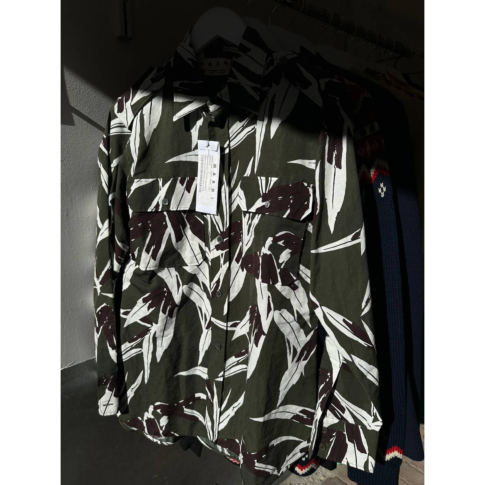 image of Archive Marni Resort 2015 Flower Camo Print Button-Up [New] in Green, Men's (Size Small)