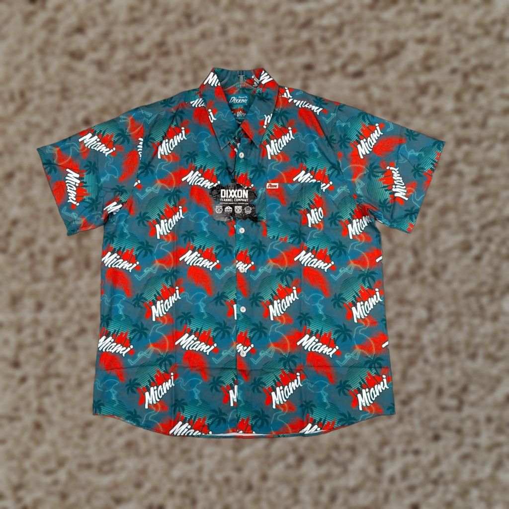 Vintage Dixxon Shirt Men 2XL XXL Red Blue Party Shirt The Vice Miami Flamingo Poly NEW Size US XXL / EU 58 / 5 - 1 Thumbnail