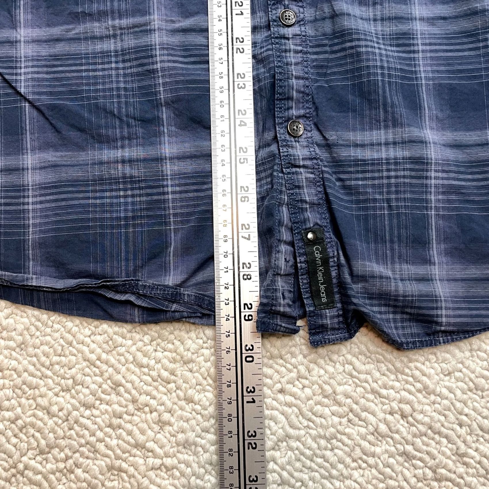 Vintage Calvin Klein Jeans Shirt Mens 2XL Blue Plaid Long Sleeve Button-Up Collared Cotton Modern Fit Shirt Size US XXL / EU 58 / 5 - 7 Thumbnail