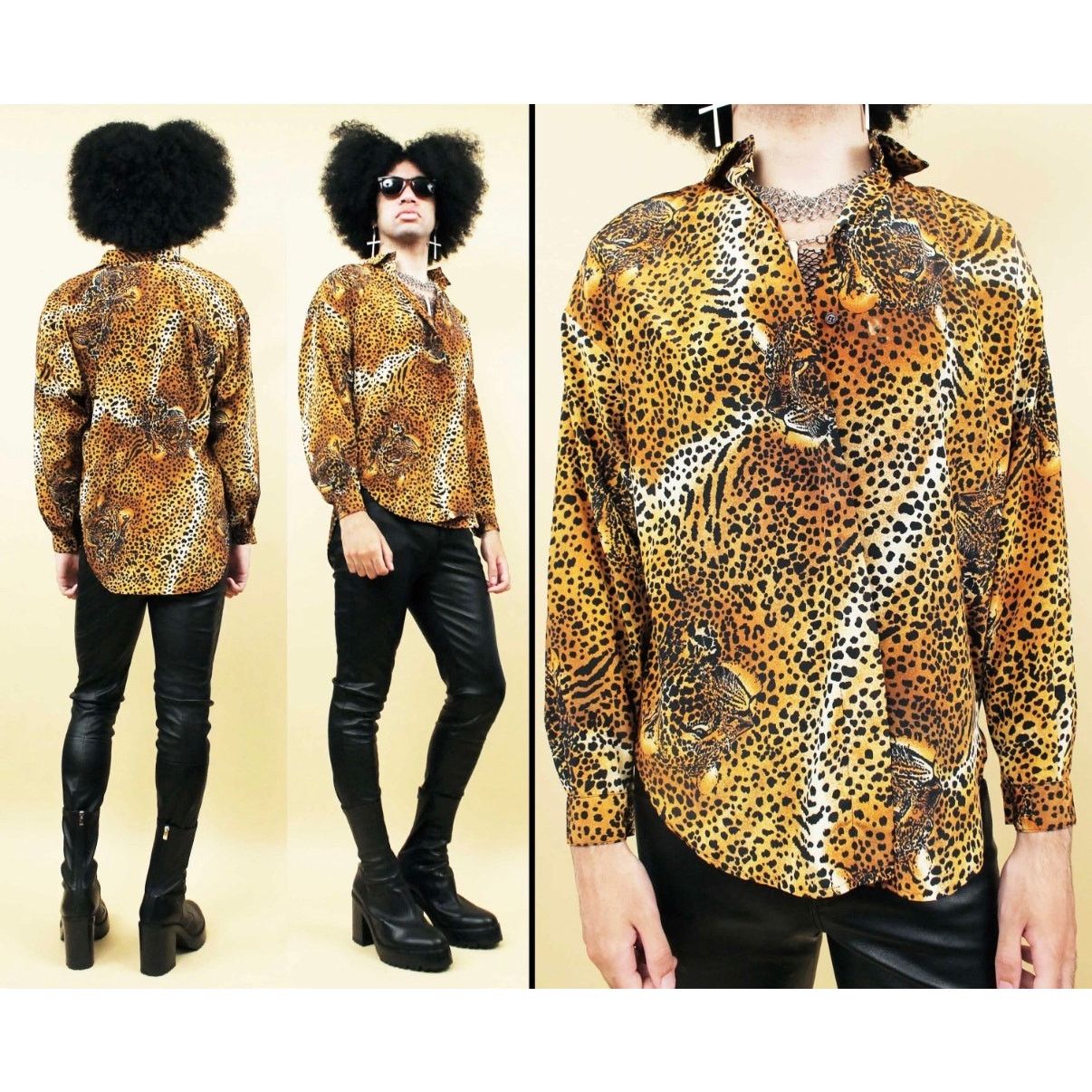 Vintage Vintage Cat Leopard Print Retro Top Buttondown Animal Size L / US 10 / IT 46 - 1 Thumbnail