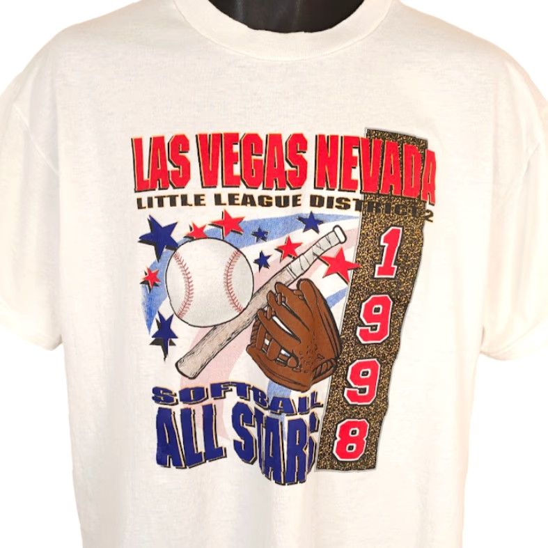 Hanes VINTAGE Hanes T-Shirt Mens Size Large White 1998 Las Vegas Little League Softball All Stars 90s Size US L / EU 52-54 / 3 - 2 Thumbnail