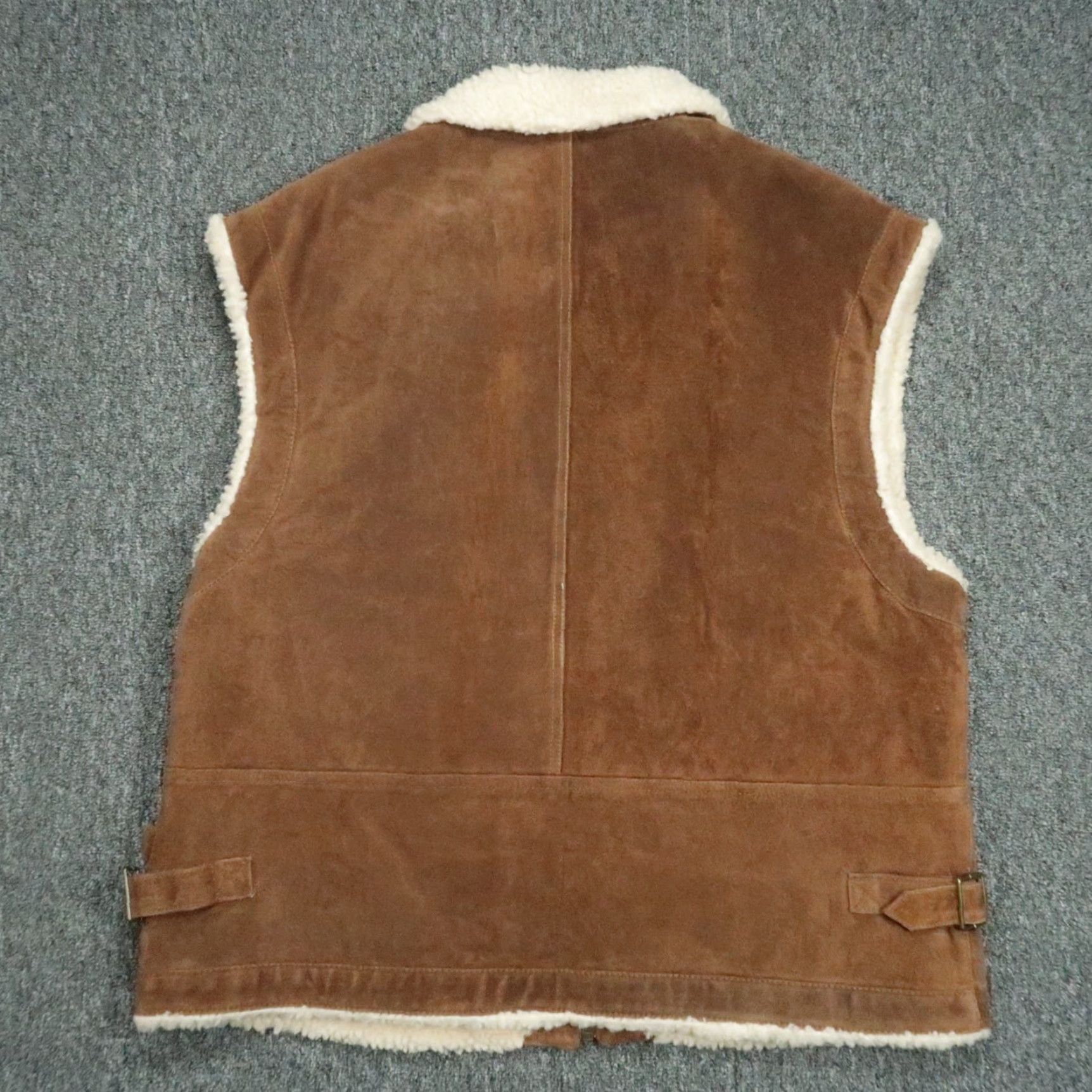 Express Express Vest Mens L Brown Pig Split Leather Suede Full Zip Sherpa Lined Size US L / EU 52-54 / 3 - 7 Thumbnail