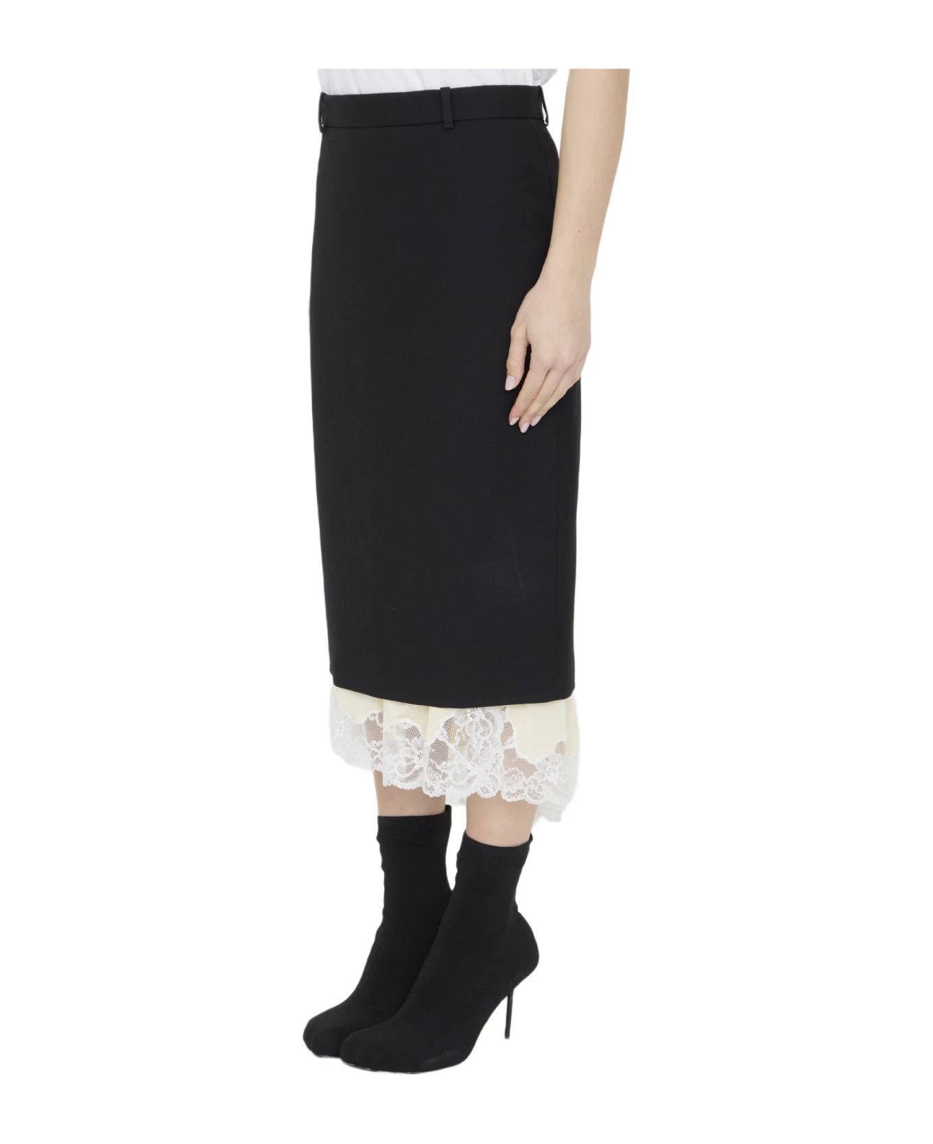 Balenciaga o1tr1nto0126 Lingerie Tailored Skirt in Black Size 27" / US 4 / IT 40 - 2 Thumbnail