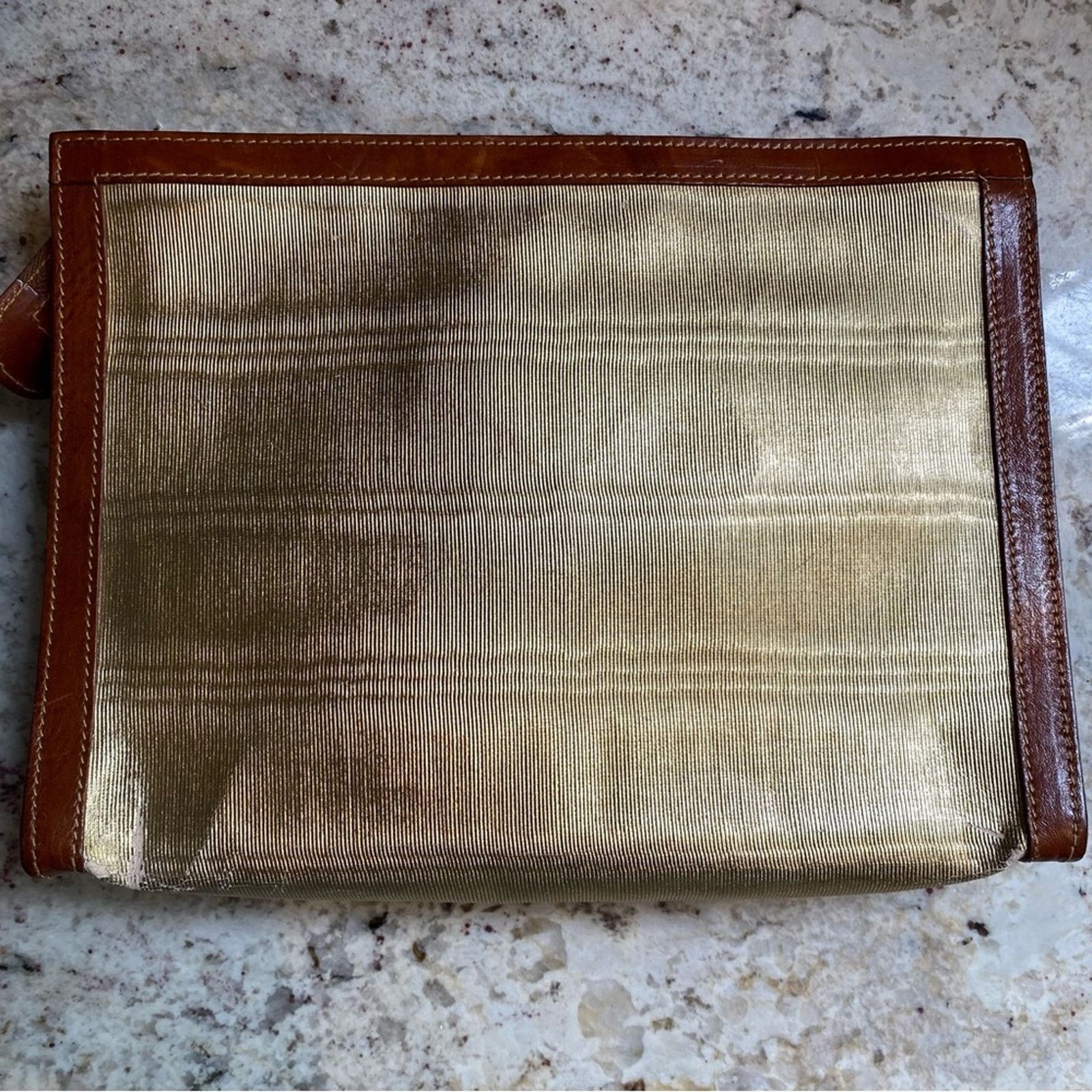 Furla FURLA Italy Clutch Gold Spectator Leather Trim Purse Size ONE SIZE - 4 Thumbnail
