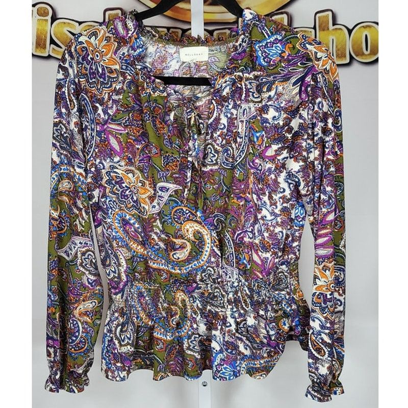 Other Melloday Purple Paisley Stretch Elastic Waist Top size S Size S / US 4 / IT 40 - 1 Thumbnail