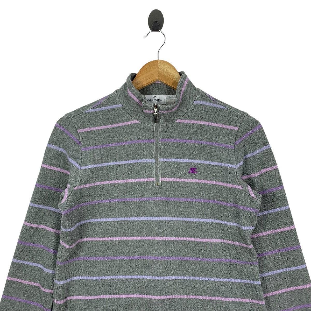 Courreges COURREGES SPORT FUTUR Paris Stripes Half Zipper Shirt Size S / US 4 / IT 40 - 2 Thumbnail