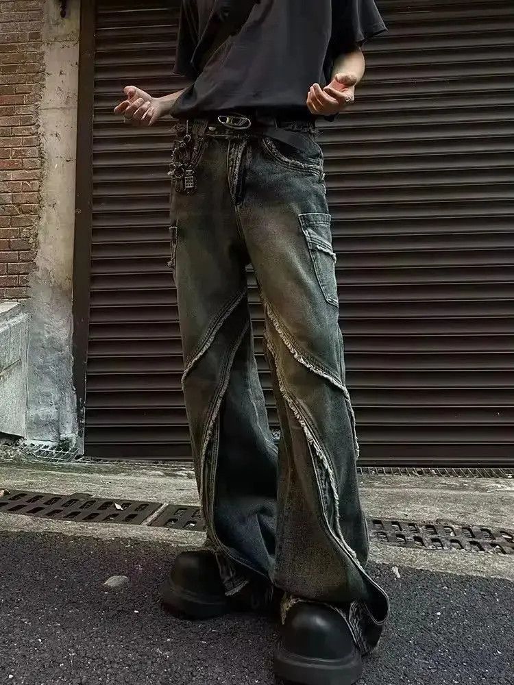 Japanese Brand Retro heavy-duty stitching raw edge micro-flared jeans y2k Size US 32 / EU 48 - 6 Thumbnail