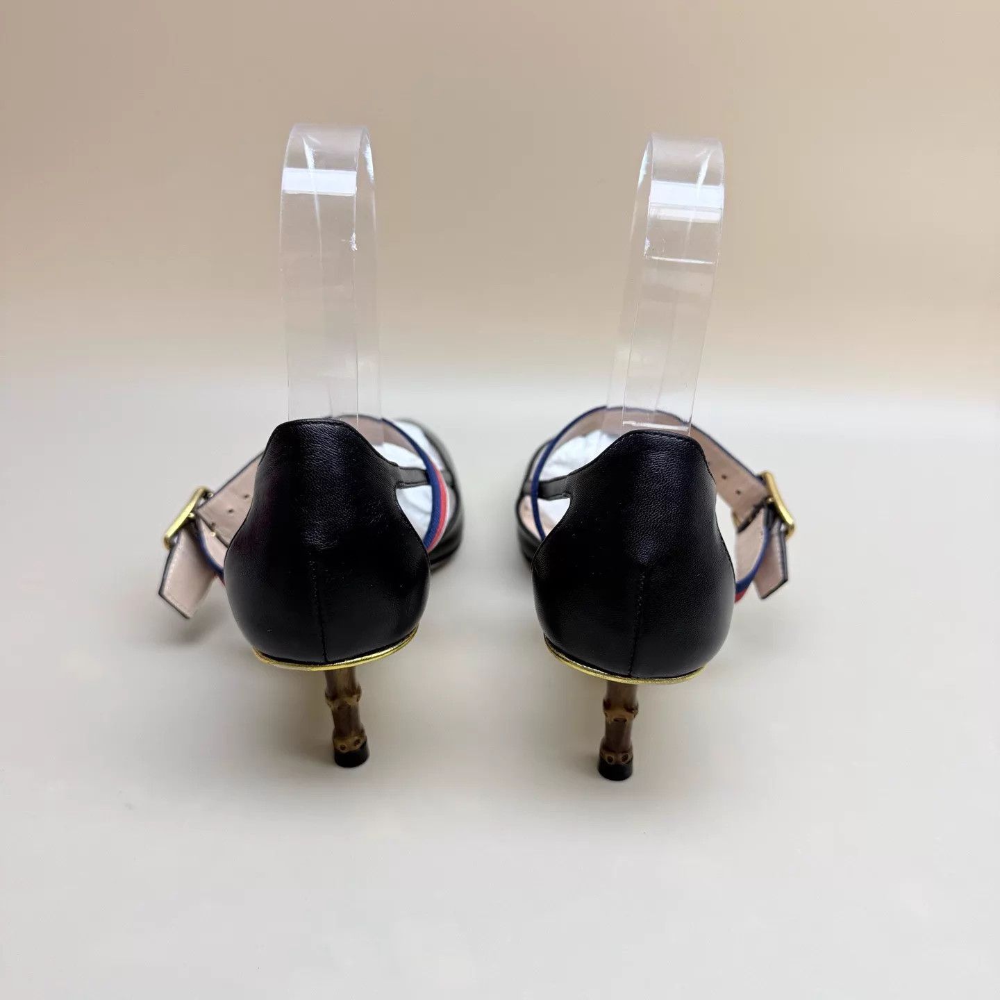 Gucci GUCCI Women's Black Gold Bamboo Kitten Heel 36 Size US 5.5 / IT 35.5 - 3 Thumbnail