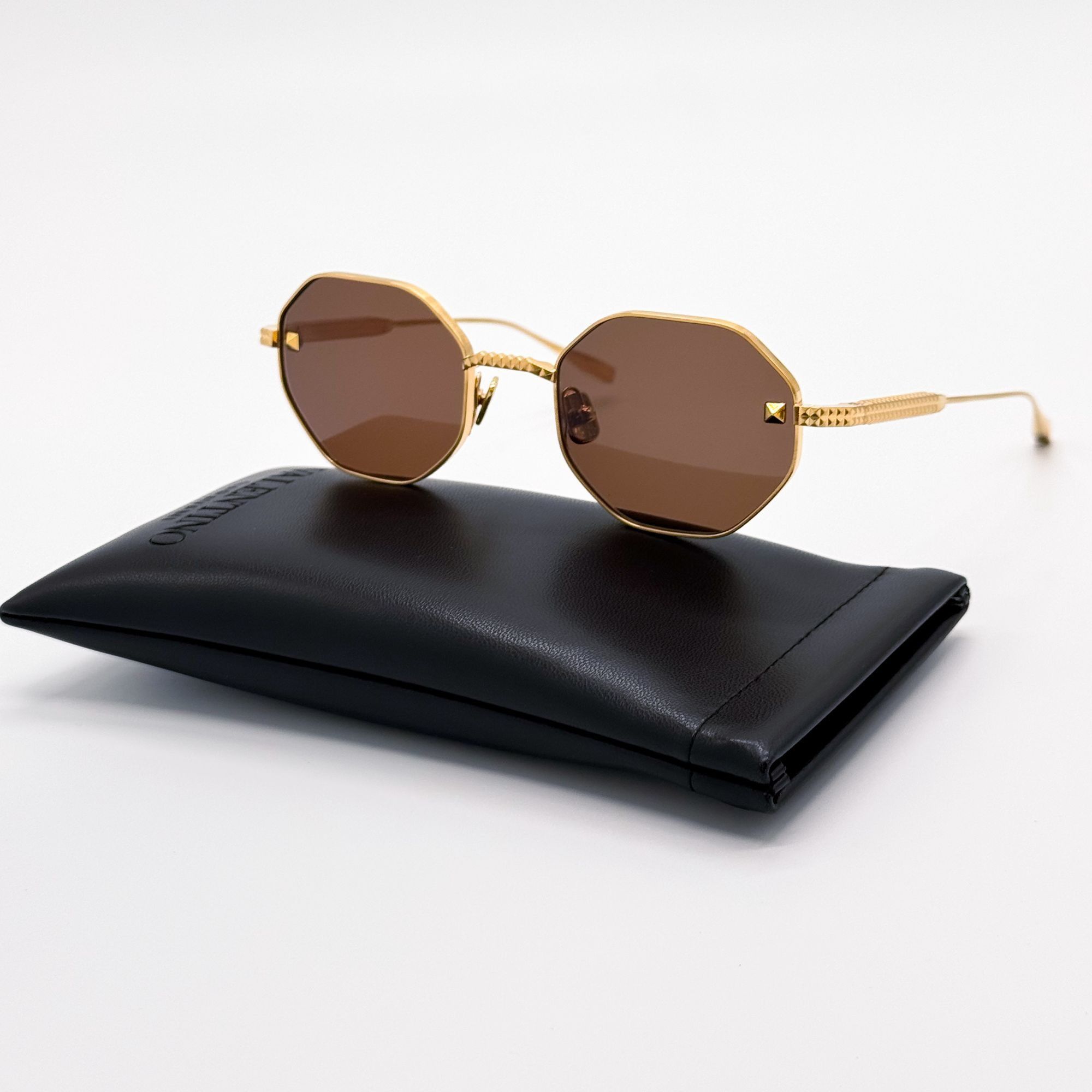 Valentino NEW VALENTINO SUNGLASSES VLS-122C GOLD/BROWN WOMEN VALENTINO Size ONE SIZE - 1 Thumbnail