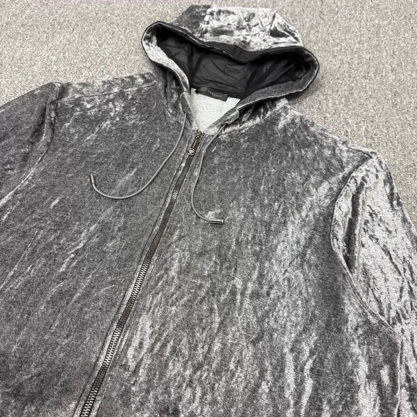 Versace Versace Gray Velvet Medusa Embroidered Zip Jacket 4XL 9/10 Size 4XL / US 24-26 - 3 Thumbnail